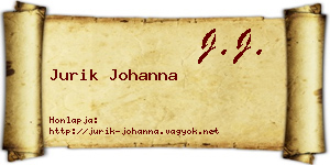 Jurik Johanna névjegykártya